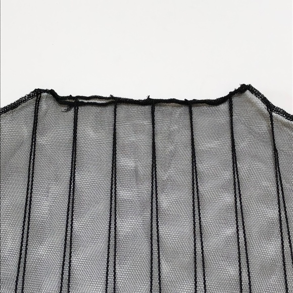 NEW Black Sheer Mesh Blouse Striped Top S to MP - Picture 5 of 8